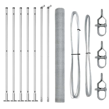 Fence with Posts Silver 1.6 x 10 m PVC-coated steel