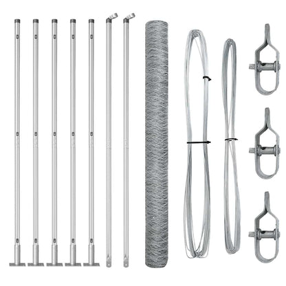 Fence with Posts Silver 1.6 x 10 m PVC-coated steel
