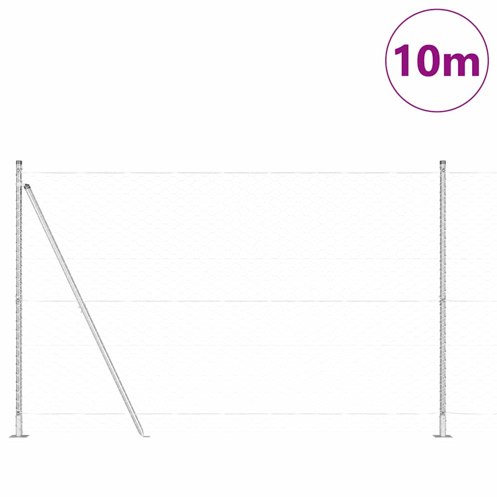 Fence with Posts Silver 1.6 x 10 m PVC-coated steel