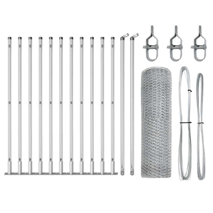 Fence with Posts Silver 0.4 x 25 m PVC-coated steel