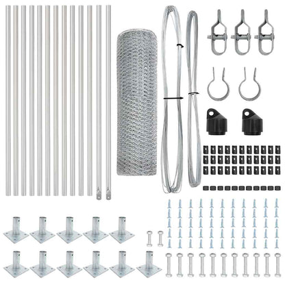 Fence with Posts Silver 0.4 x 25 m PVC-coated steel