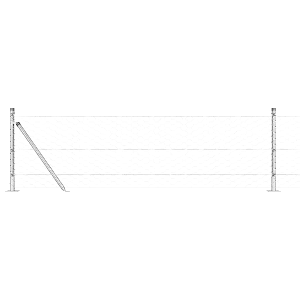 Fence with Posts Silver 0.4 x 25 m PVC-coated steel
