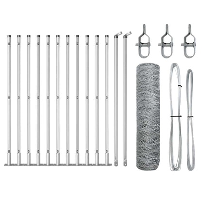 Fence with Posts Silver 0.4 x 25 m PVC-coated steel