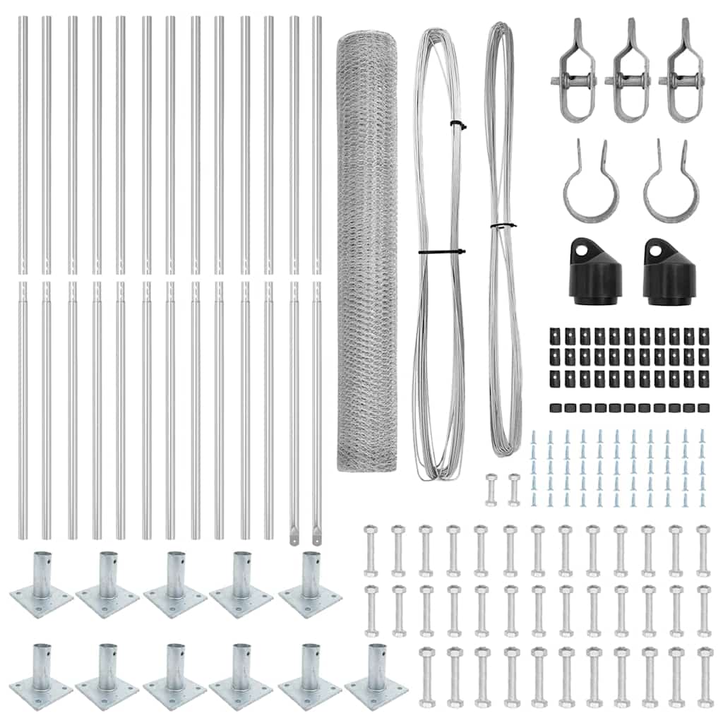 Fence with Posts Silver 0.8 x 25 m PVC-coated steel