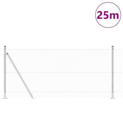 Fence with Posts Silver 0.8 x 25 m PVC-coated steel