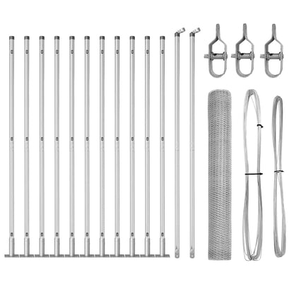 Fence with Posts Silver 0.8 x 25 m PVC-coated steel
