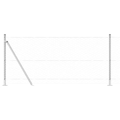 Fence with Posts Silver 0.8 x 25 m PVC-coated steel