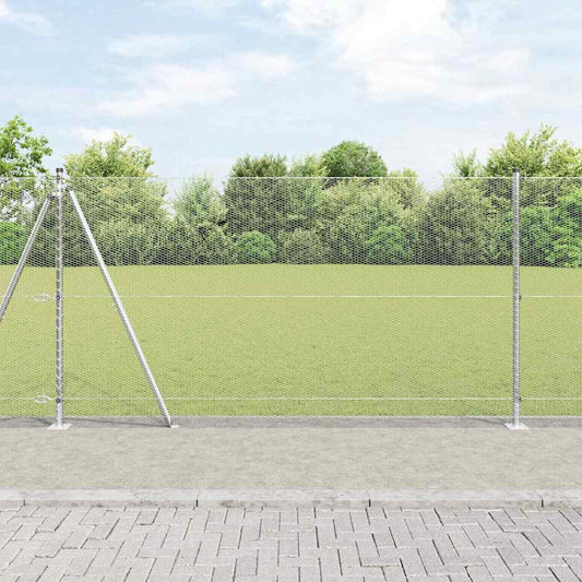 Fence with Posts Silver 1.2 x 25 m PVC-coated steel