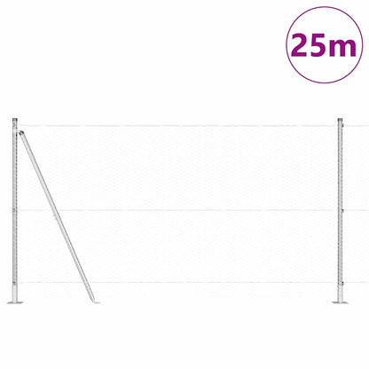 Fence with Posts Silver 1.2 x 25 m PVC-coated steel