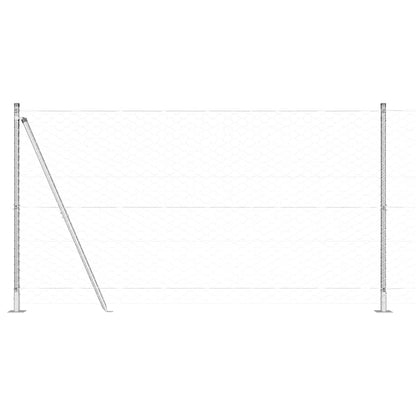Fence with Posts Silver 1.2 x 25 m PVC-coated steel