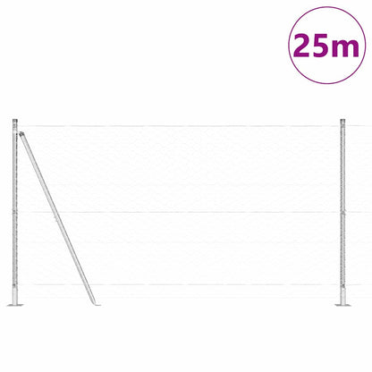 Fence with Posts Silver 1.2 x 25 m PVC-coated steel