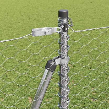 Fence with Posts Silver 1.4 x 25 m PVC-coated steel