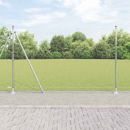 Fence with Posts Silver 1.5 x 25 m PVC-coated steel