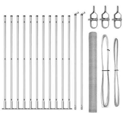 Fence with Posts Silver 1.5 x 25 m PVC-coated steel
