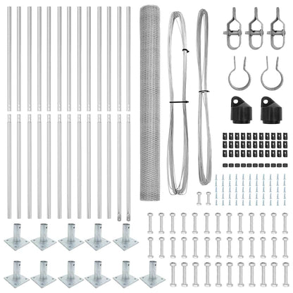Fence with Posts Silver 1.5 x 25 m PVC-coated steel