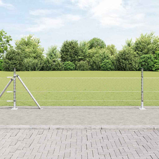 Fence with Posts Silver 0.4 x 50 m PVC-coated steel