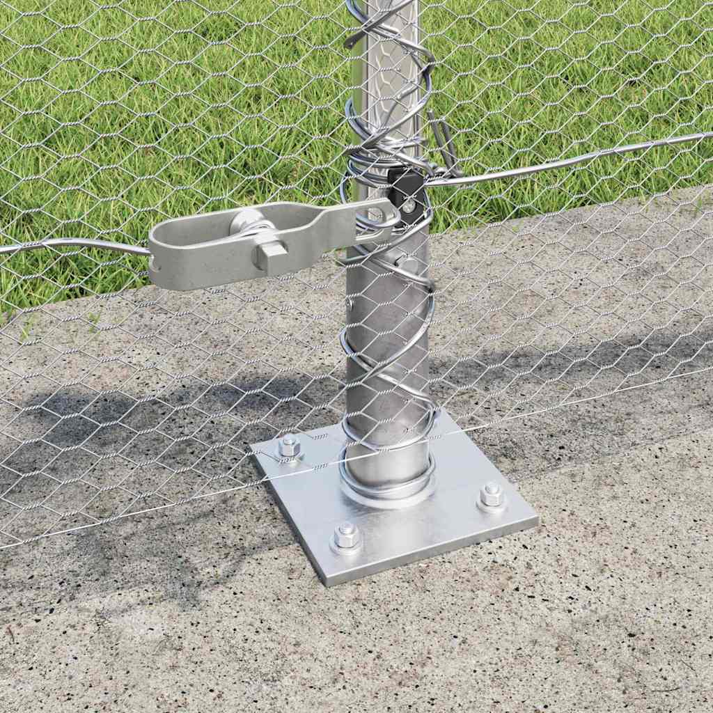 Fence with Posts Silver 0.5 x 50 m PVC-coated steel