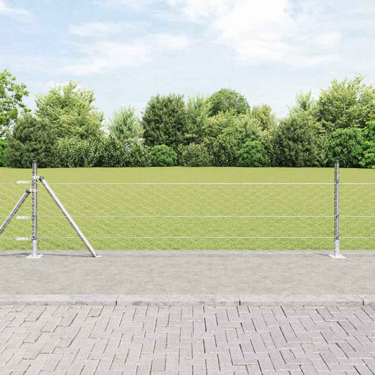 Fence with Posts Silver 0.5 x 50 m PVC-coated steel