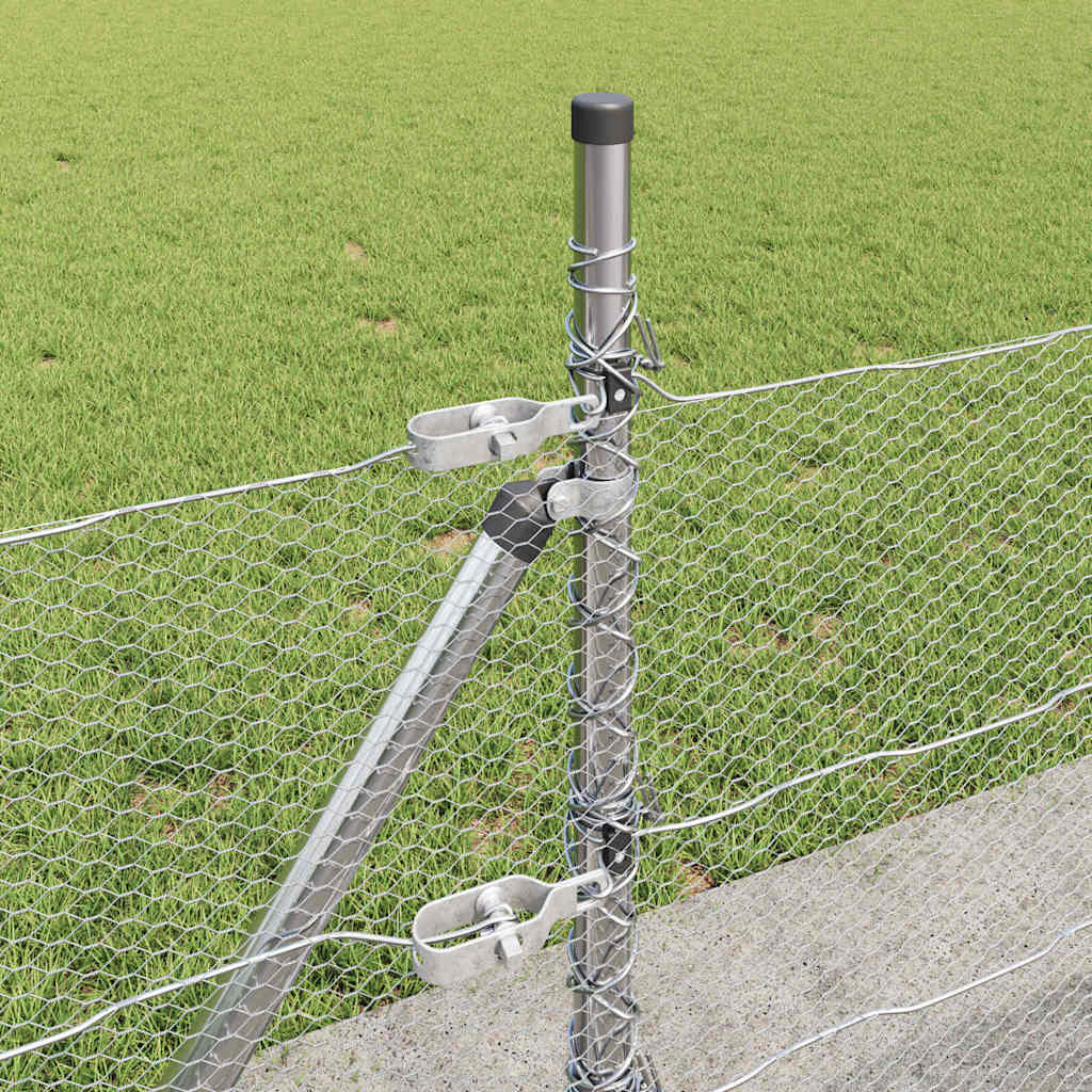 Fence with Posts Silver 0.6 x 50 m PVC-coated steel