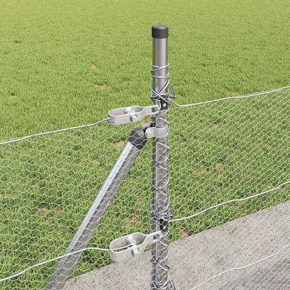 Fence with Posts Silver 0.6 x 50 m PVC-coated steel