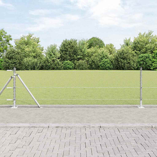 Fence with Posts Silver 0.6 x 50 m PVC-coated steel