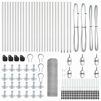 Fence with Posts Silver 0.6 x 50 m PVC-coated steel