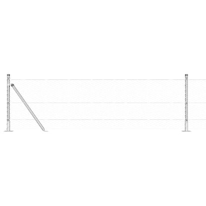 Fence with Posts Silver 0.6 x 50 m PVC-coated steel