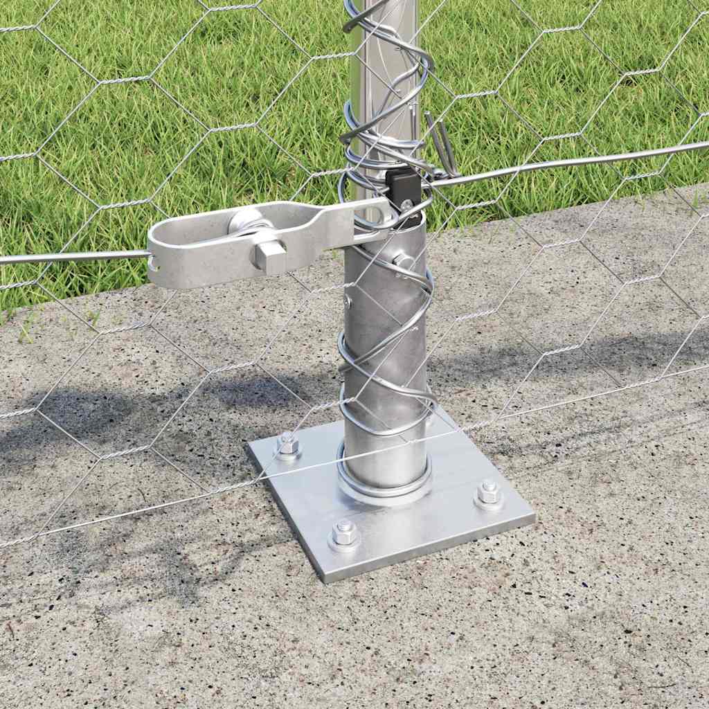 Fence with Posts Silver 0.6 x 50 m PVC-coated steel