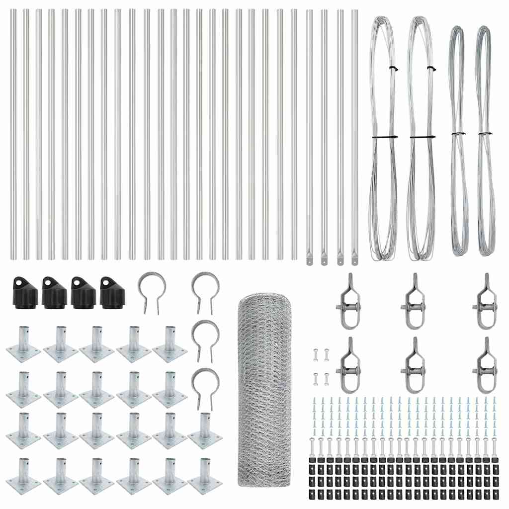 Fence with Posts Silver 0.8 x 50 m PVC-coated steel