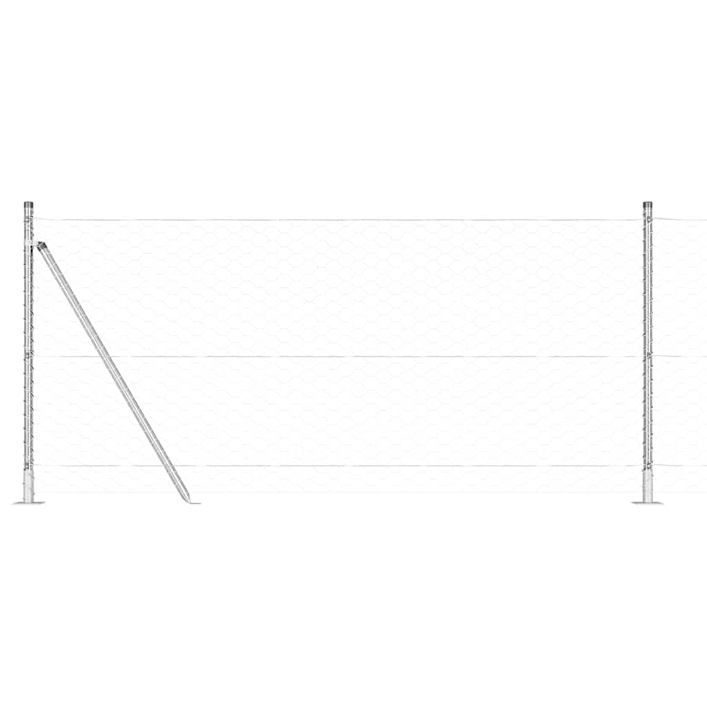 Fence with Posts Silver 0.8 x 50 m PVC-coated steel