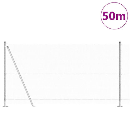 Fence with Posts Silver 1.2 x 50 m PVC-coated steel