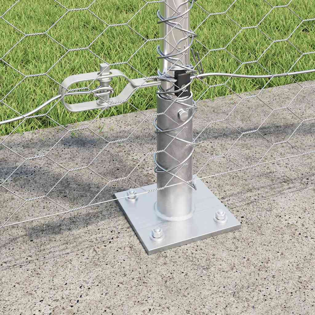 Fence with Posts Silver 1.2 x 50 m PVC-coated steel