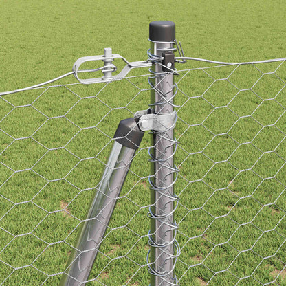 Fence with Posts Silver 1.2 x 50 m PVC-coated steel