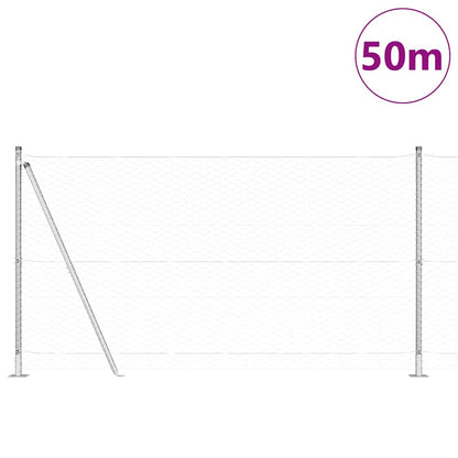 Fence with Posts Silver 1.2 x 50 m PVC-coated steel