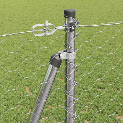 Fence with Posts Silver 1.2 x 50 m PVC-coated steel