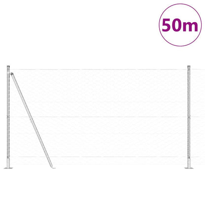 Fence with Posts Silver 1.2 x 50 m PVC-coated steel