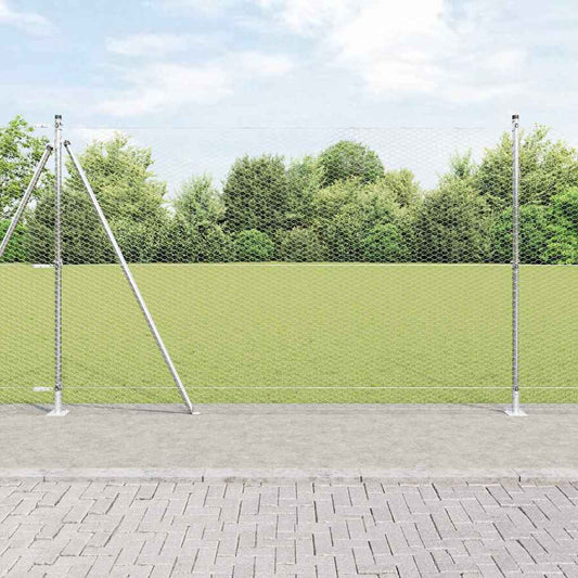 Fence with Posts Silver 1.4 x 50 m PVC-coated steel