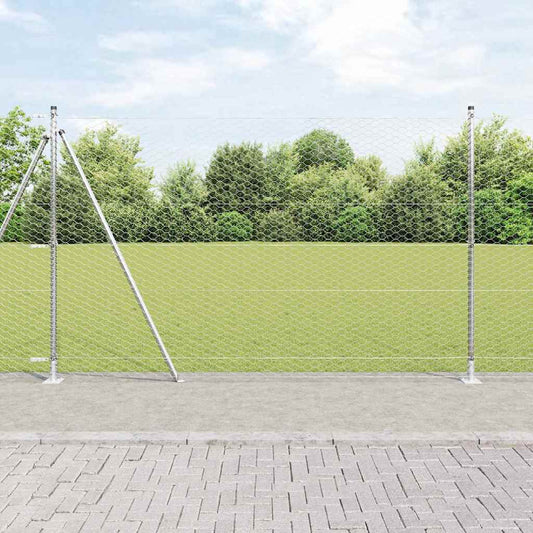Fence with Posts Silver 1.4 x 50 m PVC-coated steel