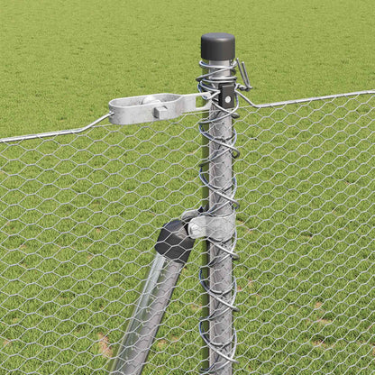 Fence with Posts Silver 1.6 x 50 m PVC-coated steel