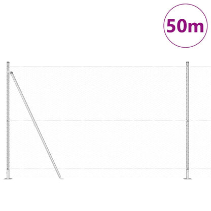 Fence with Posts Silver 1.6 x 50 m PVC-coated steel