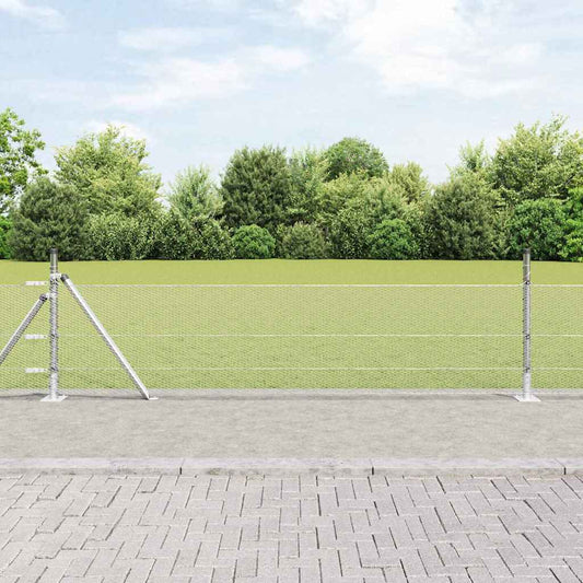Fence with Posts Silver 0.4 x 100 m PVC-coated steel
