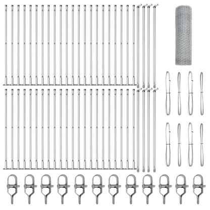 Fence with Posts Silver 0.4 x 100 m PVC-coated steel