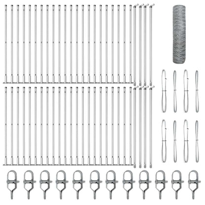Fence with Posts Silver 0.4 x 100 m PVC-coated steel