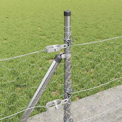 Fence with Posts Silver 0.4 x 100 m PVC-coated steel