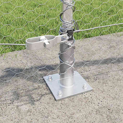 Fence with Posts Silver 0.5 x 100 m PVC-coated steel