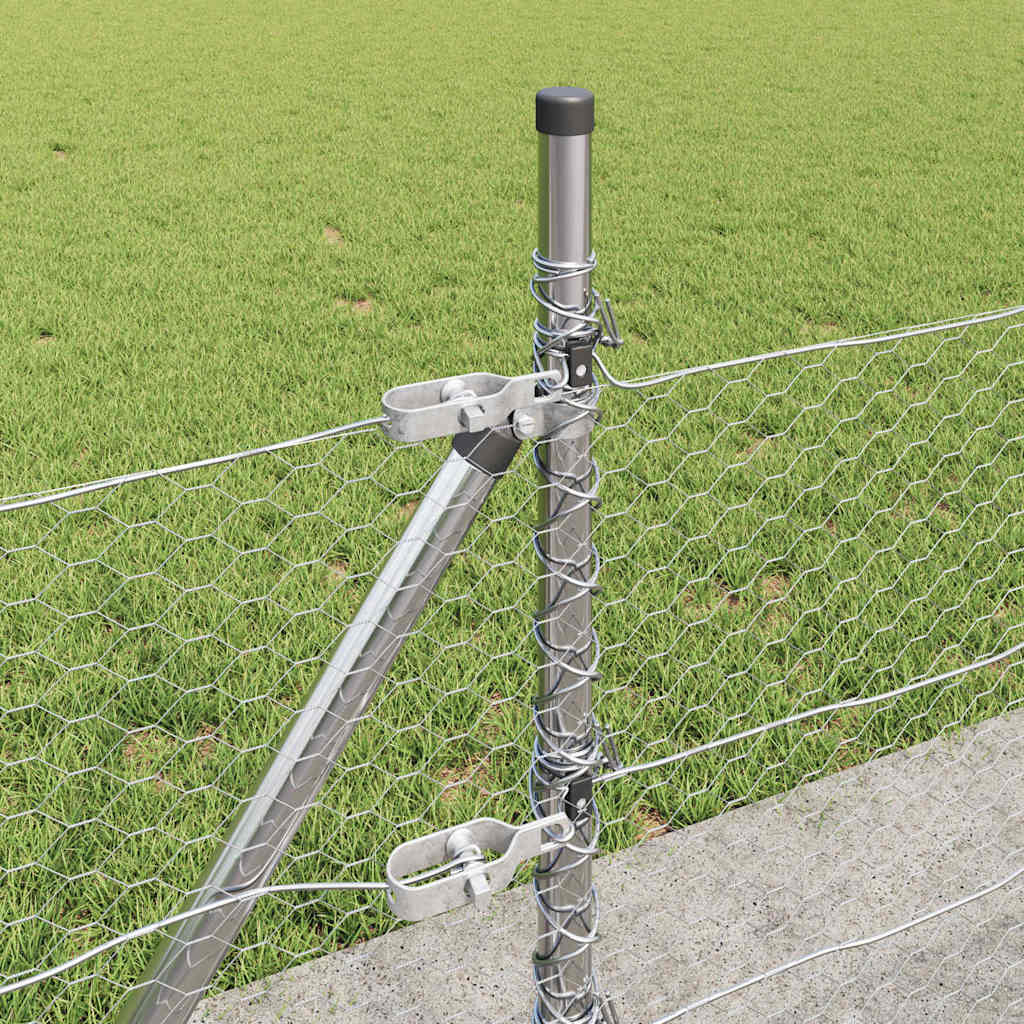 Fence with Posts Silver 0.5 x 100 m PVC-coated steel