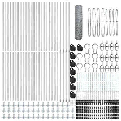 Fence with Posts Silver 0.6 x 100 m PVC-coated steel