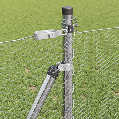 Fence with Posts Silver 0.8 x 100 m PVC-coated steel