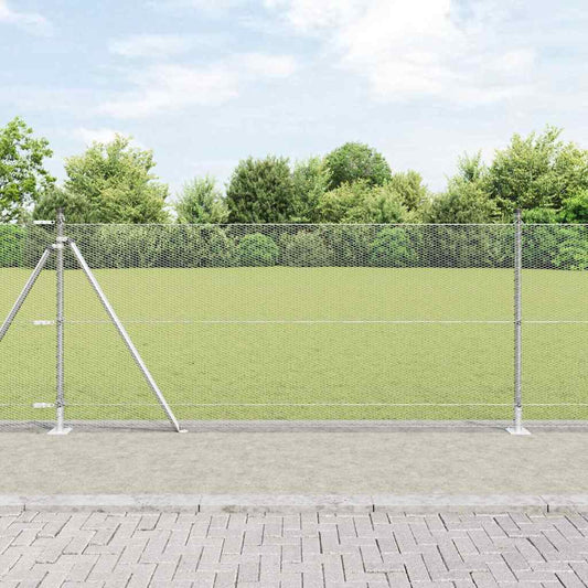 Fence with Posts Silver 1 x 100 m PVC-coated steel