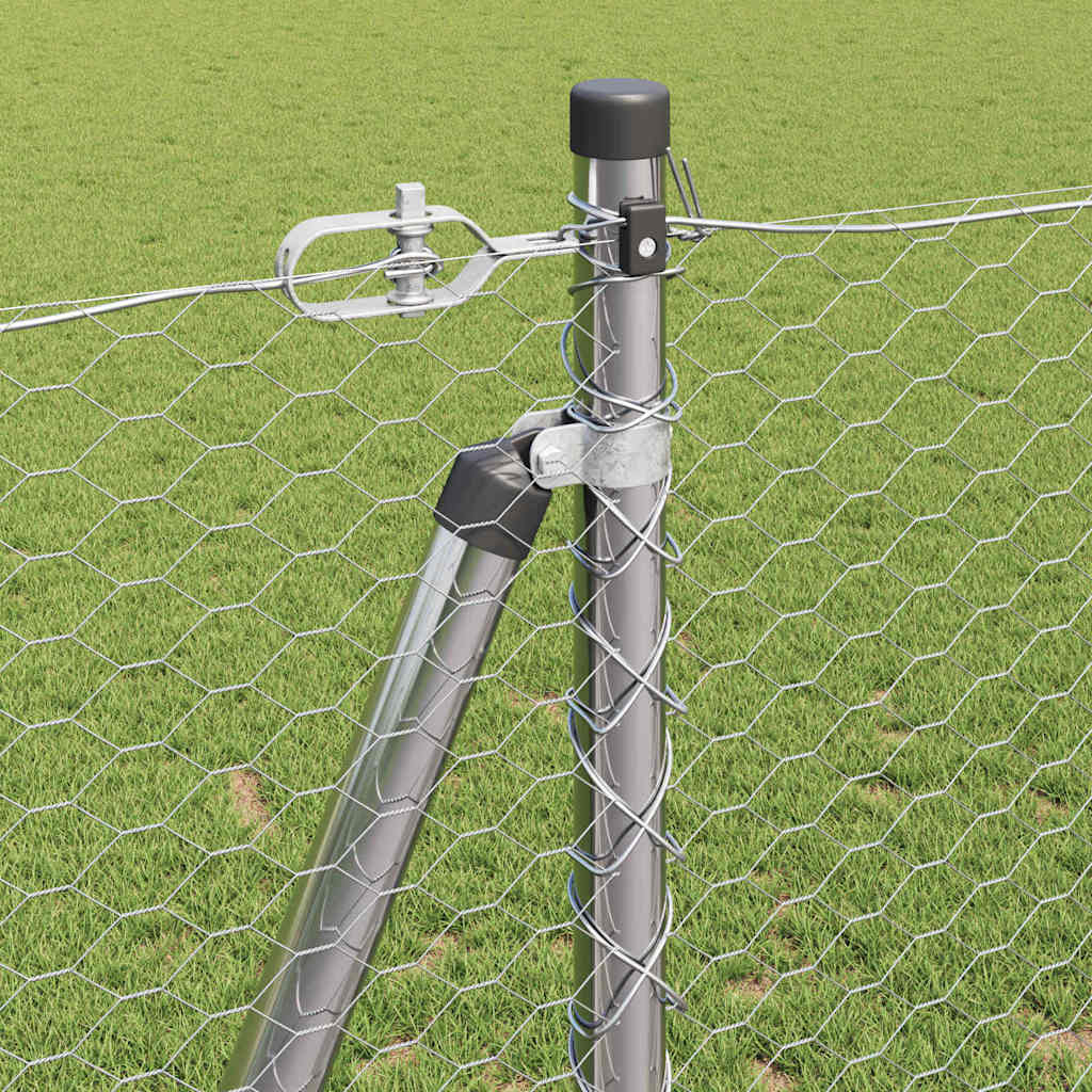 Fence with Posts Silver 1.2 x 100 m PVC-coated steel